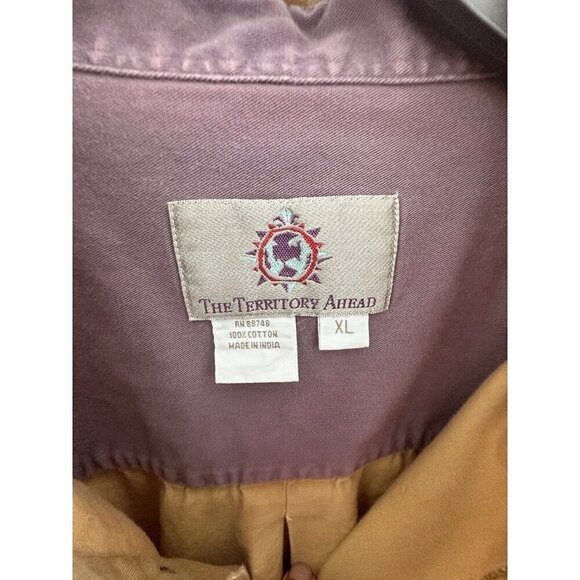 THE TERRITORY AHEAD Mens Jean Shirt XL Cotton Button Up Mustard Grandpacore READ - Picture 7 of 13